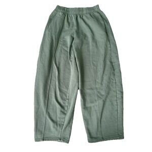 Zara Green Plush Sweatpants Joggers Fleece Loungewear Athleisure Cozy M Cropped